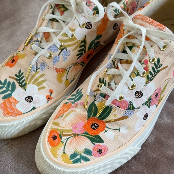 Keds x Rifle Paper Co Peach Floral Lace Up Sneakers Size 9 from Anthropologie - Picture 5 of 15